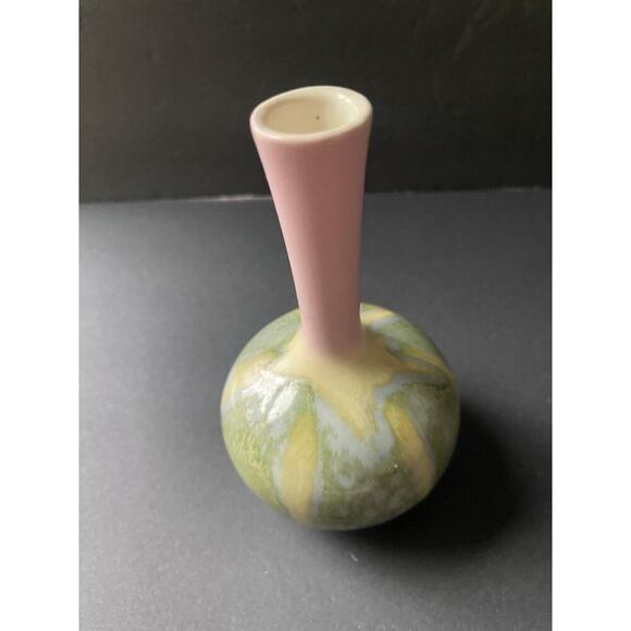 Vintage Handmade Drip Glaze Pottery Bud Vase Deco Artisan Cottagecore Vessel - Picture 2 of 9